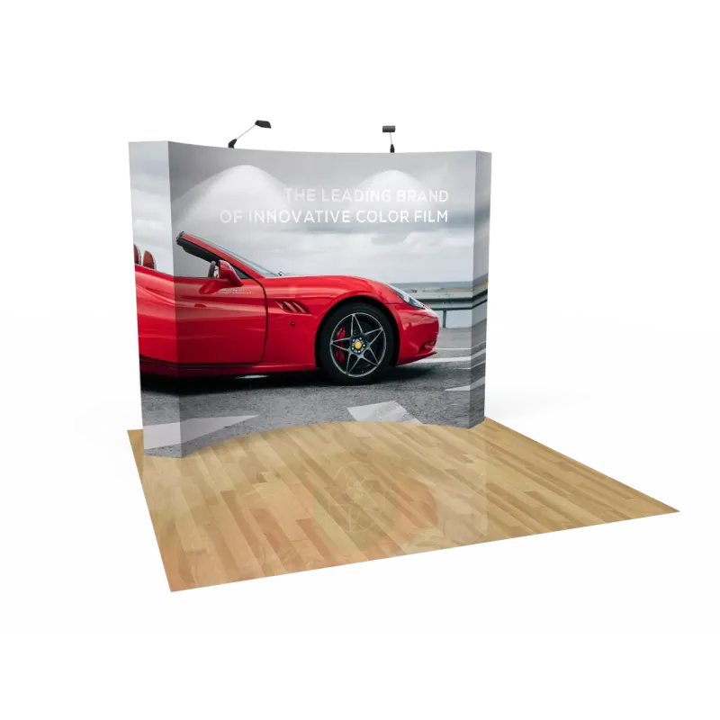 10ft curved pop up display backdrop left front angle view