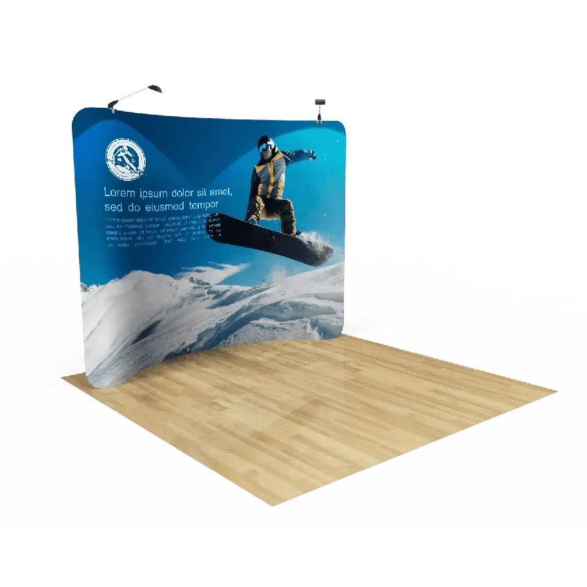 10ft Curved Tension Fabric Display – 10x8 Curved Trade Show Backdrop