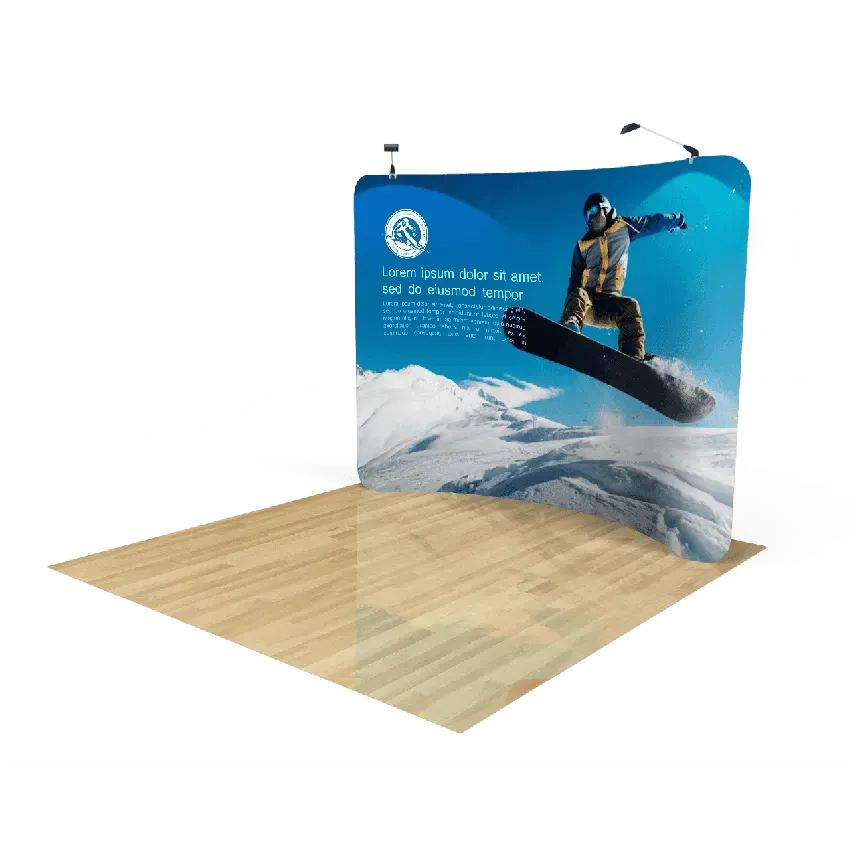 10ft Curved Tension Fabric Display – 10x8 Curved Trade Show Backdrop