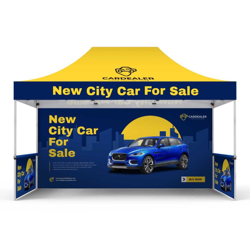 10x15ft Custom Canopy Tent Package with Full Back Wall & Half Side Walls