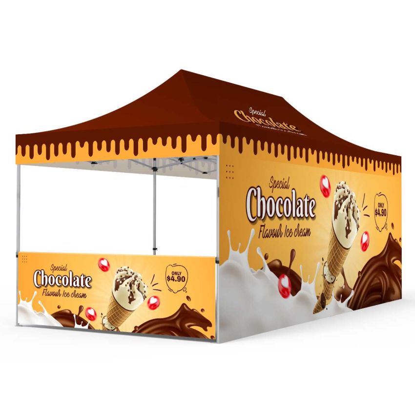 10x20ft Custom Canopy Tent Package with Full Back Wall & Half Side Walls