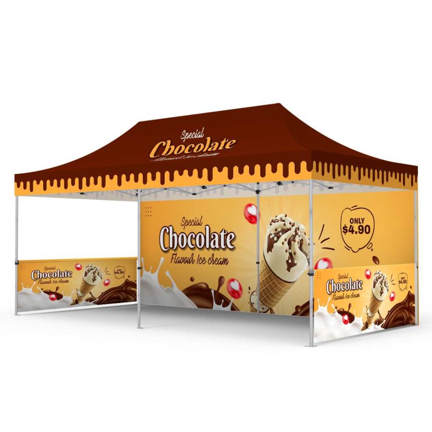 10x20ft Custom Canopy Tent Package with Full Back Wall & Half Side Walls