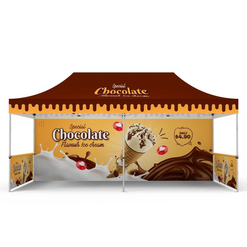 10x20ft Custom Canopy Tent Package with Full Back Wall & Half Side Walls
