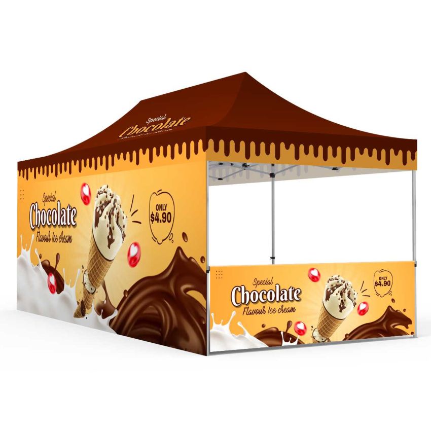 10x20ft Custom Canopy Tent Package with Full Back Wall & Half Side Walls