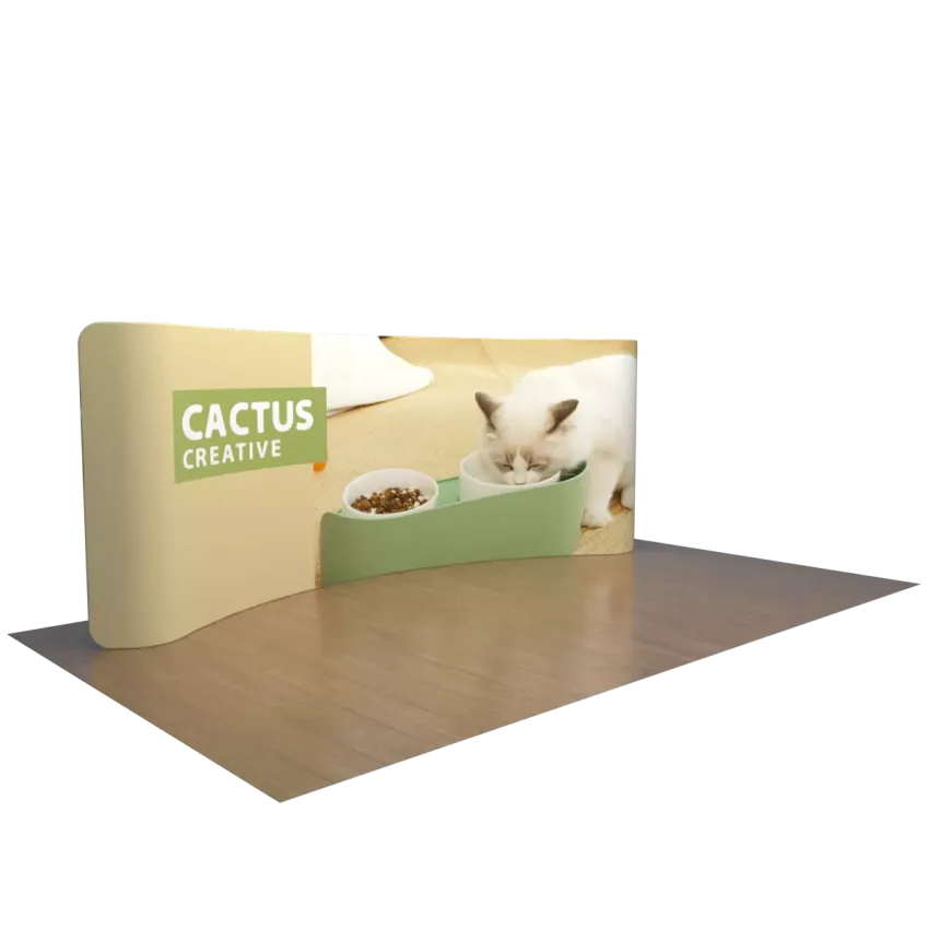 20ft Curved Tension Fabric Display – 20ft Curved Trade Show Backdrop for 10x20 Booths