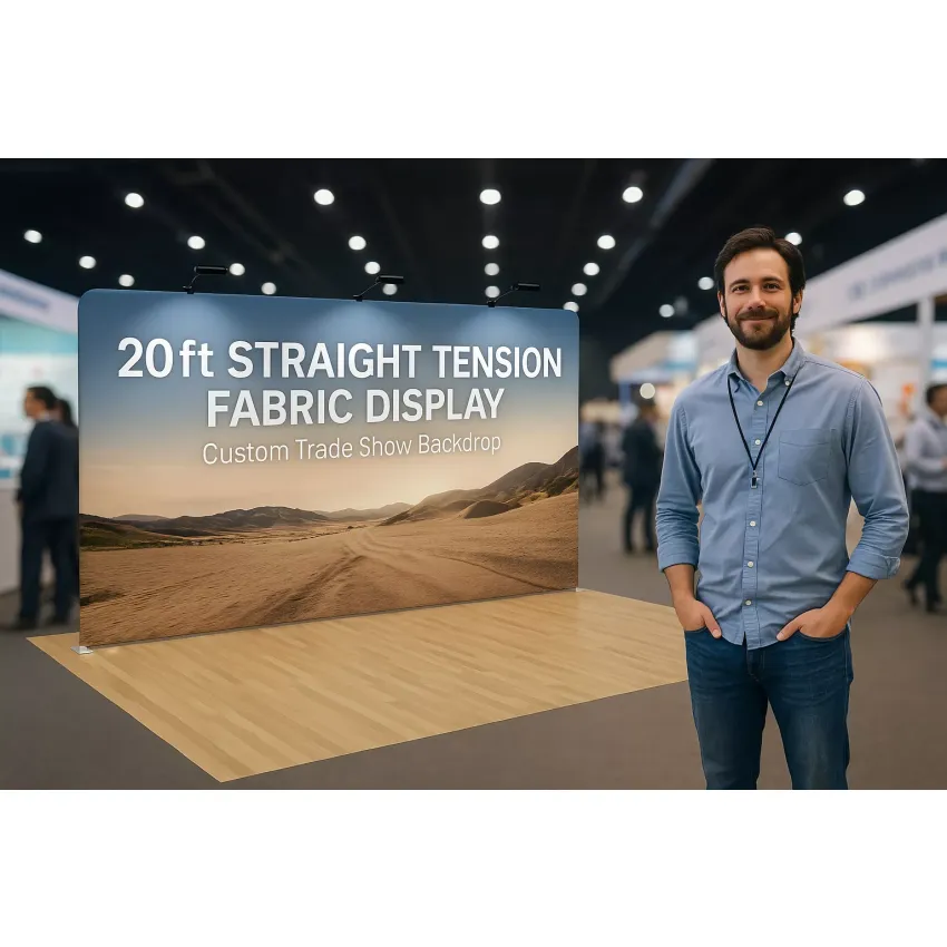 20ft Straight Tension Fabric Display – Full 20ft Backwall for 10x20 Booths
