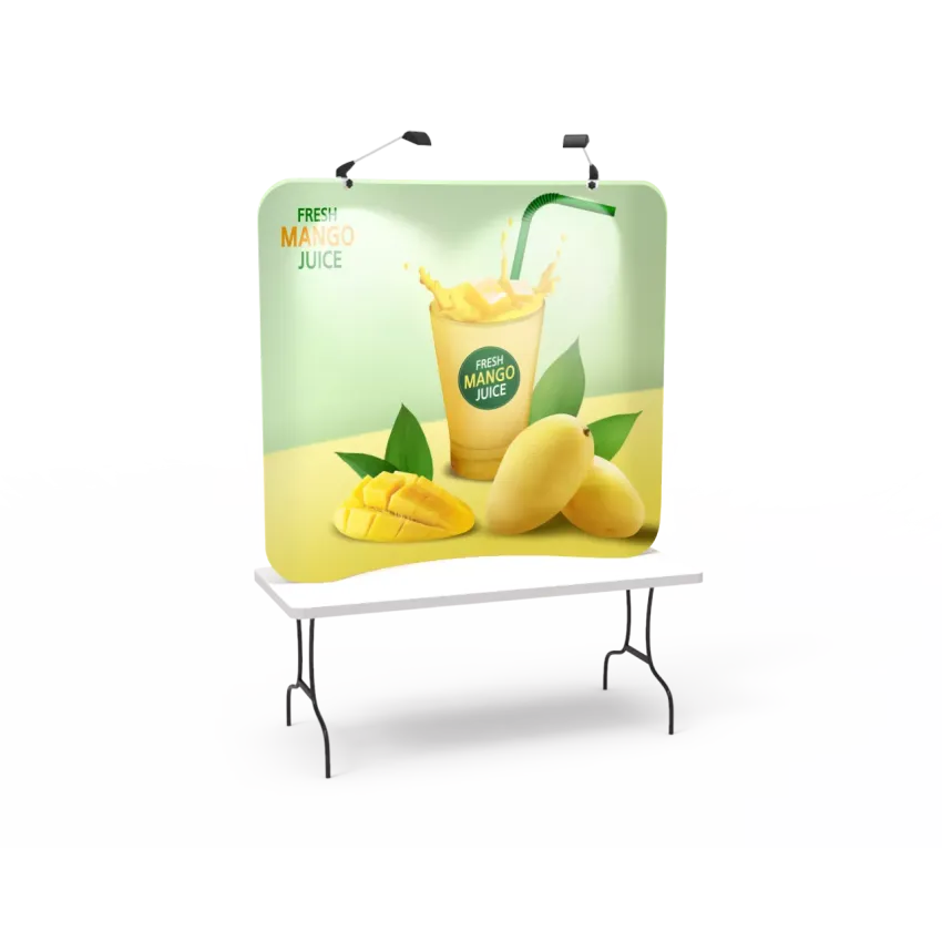 6ft Curved Tabletop Tension Fabric Display – Portable Trade Show Backdrop