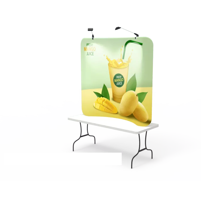 6ft Curved Tabletop Tension Fabric Display – Portable Trade Show Backdrop