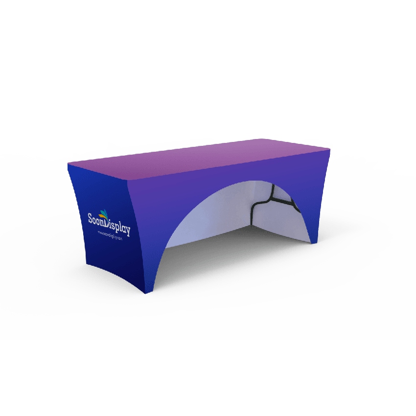 Open Back Stretch Table Cover – Custom Printed