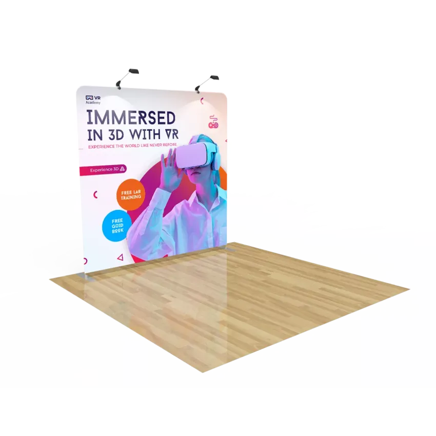 8ft Straight Tension Fabric Display – Custom 8x8 Trade Show Backdrop