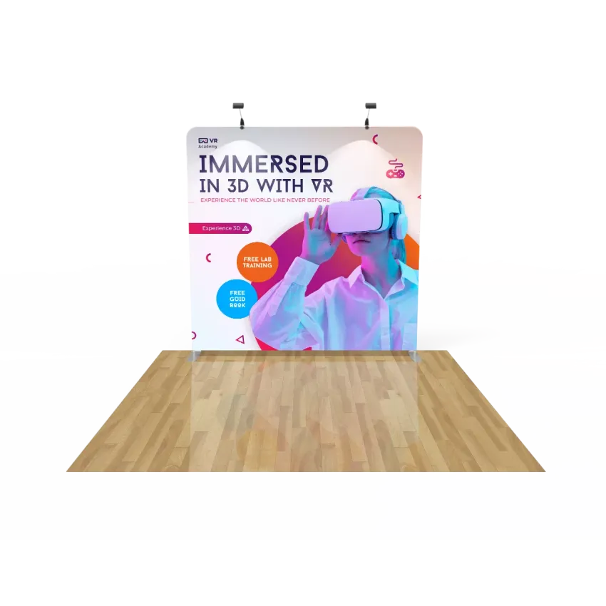 8ft Straight Tension Fabric Display – Custom 8x8 Trade Show Backdrop