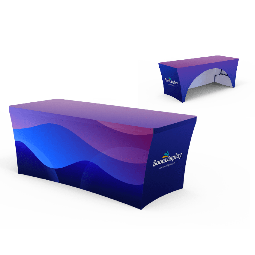 Open Back Stretch Table Cover – Custom Printed