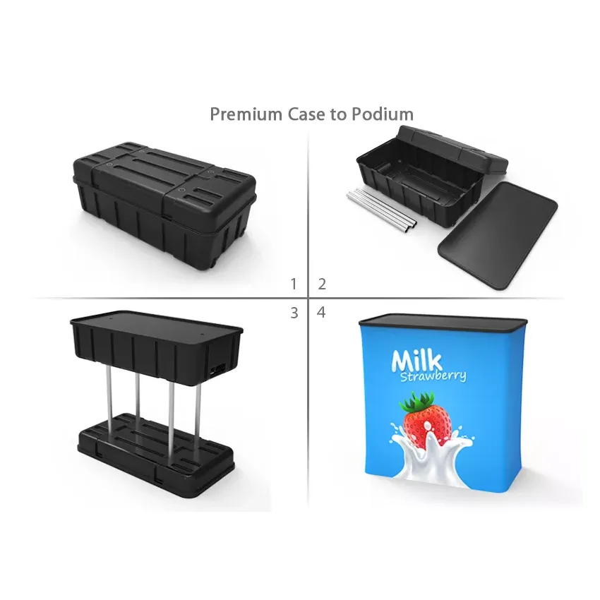 Premium Case to Counter – Trade Show Podium Case with Custom Tension Fabric Wrap