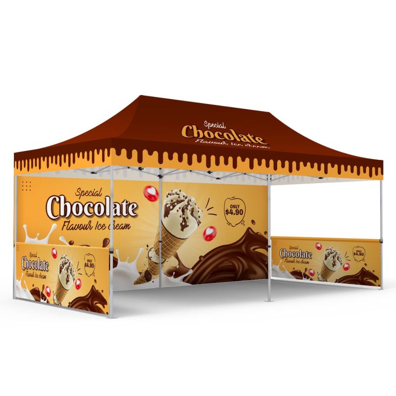 10x20ft Custom Canopy Tent Package with Full Back Wall & Half Side Walls